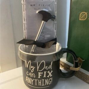 Eccolo Black 'My Dad Can Fix Anything' Ceramic Mug with Hammer Notepad